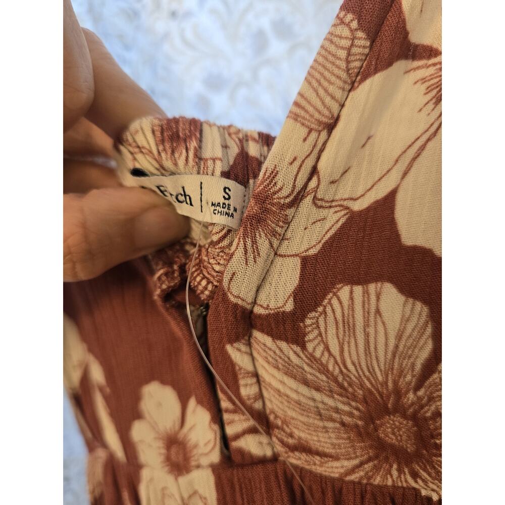 Abercrombie & Fitch Floral Maxi Tie Strap Dress Small Brown Open Back Tiered A&F - Picture 13 of 13